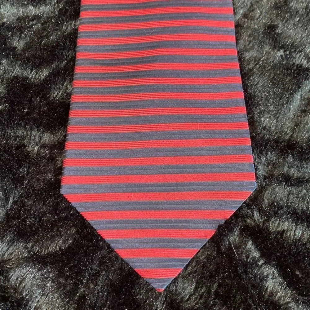 Tommy Hilfiger Red and Blue Horizontal Stripe Neck Tie